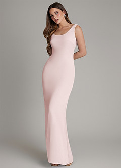 Azazie Hadley Bridesmaid Dresses Blushing Pink Mermaid Pleated Chiffon Dress image4