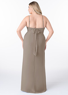 Azazie Mai Bridesmaid Dresses Taupe Sheath Pleated Chiffon Dress image8