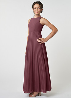 Azazie Lindie Junior Sangria A-Line Pleated Chiffon Dress image3