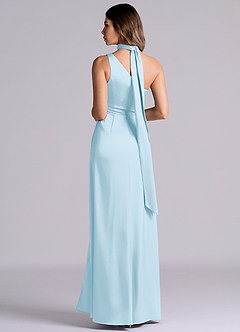 Azazie Philana Brautjungfernkleider A-Linie One-Shoulder Stretch-Satin Kleid Himmelblau image7