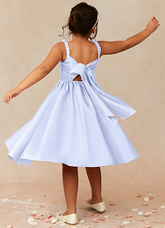 Azazie Cutie Pie Flower Girl Dresses Lavender A-Line Pleated Matte Satin Dress image2