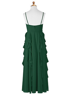 Azazie Peyton Junior Dark Green A-Line V-Neck Cascading Ruffles Chiffon Dress image7