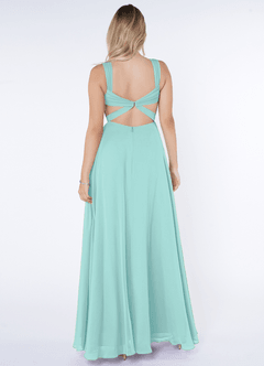 Azazie Nahrin Abiti da Damigella Abito A-Line in Chiffon con Scollo a V a Pieghe Acqua image2
