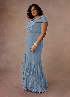 Azazie Bailora Mother of the Bride Dresses Dusty Blue Mermaid Ruched Chiffon Dress image7