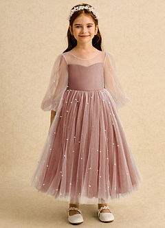 Azazie Trudy Flower Girl Dresses Auburn Ball-Gown Sweetheart Neckline Tulle Dress image6