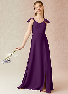 Azazie Everett Junior Grape A-Line Chiffon Dress image2