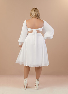 Azazie Delfina Wedding Dresses A-Line V-Neck Pleated Chiffon Knee-Length Dress image8