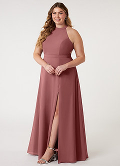 Azazie Clarice Bridesmaid Dresses Amethyst A-Line Halter Chiffon Dress image11