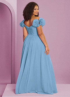 Barbie ♥ Azazie Vestidos de damas de honor Vestido de Azul Acero de Gasa de Corte en A Convertible con Vestidos sin tirantes image19