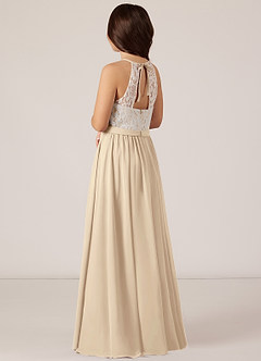 Azazie Fahari Junior Abito A-Line in Chiffon Pizzo Champagne image4