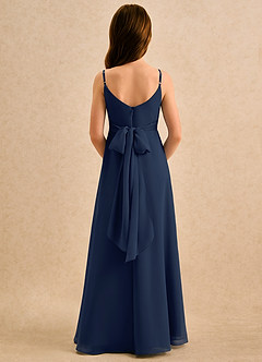 Azazie Hollie Girls Formal Schlussverkauf A-Linie Herzausschnitt Chiffon Kleid Dunkelmarine image2