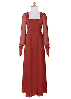 Azazie Leonia Junior Terracotta A-Line with Pockets Chiffon Dress image7