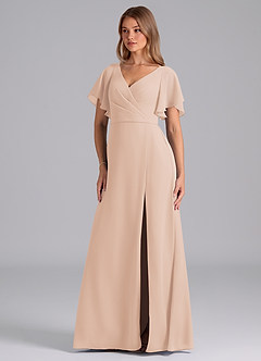 Azazie Ambrosia Brautjungfernkleider A-Linie Plissee Chiffon Kleid Englisches Rosa image1
