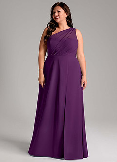 Azazie Phaedra Bridesmaid Dresses Grape A-Line One Shoulder Chiffon Dress image8