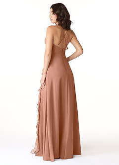 Azazie Tarni Bridesmaid Dresses Bronzer A-Line Chiffon Dress image2