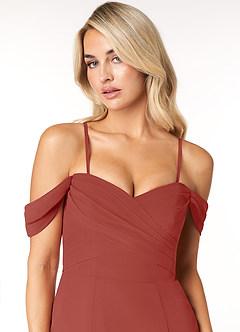 Azazie Joretta Bridesmaid Dresses Terracotta A-Line Sweetheart Neckline Chiffon Convertible Dress image6