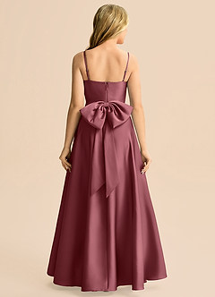 Azazie Rumi Junior Linia A Pofałdowany Satyna elastyczna Długość podłogi Młodsza druhna Sukienka image2