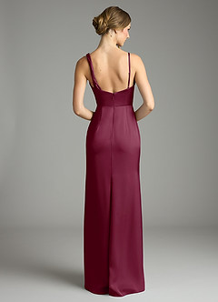 Azazie Samara Bridesmaid Dresses Mulberry Mermaid Pleated Stretch Satin Dress image2