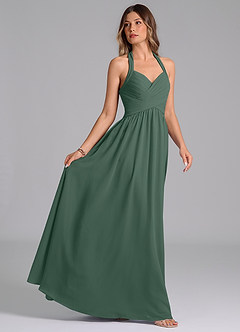 Azazie Darlyn Bridesmaid Dresses Sea Moss A-Line Pleated Chiffon Dress image6