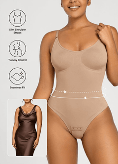 front Nahtloser, unsichtbarer String-Body mit dünnen Trägern