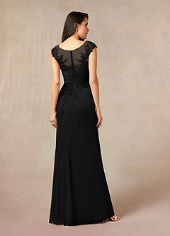 Azazie Oliniana Mother of the Bride Dresses Black Mermaid Lace Mesh Dress image3