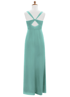 Azazie Mero Junior Aqua Mermaid Pleated Stretch Satin Dress image8