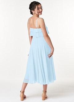 Azazie Ensley Junior Sky Blue A-Line Pleated Chiffon Dress image6