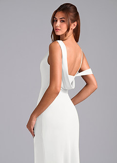Azazie Madelyn Bridesmaid Dresses White Mermaid One Shoulder Chiffon Convertible Dress image2