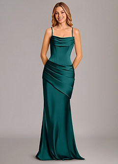 Azazie Pelagia Bridesmaid Dresses Peacock Mermaid Corset Stretch Satin Convertible Dress image6