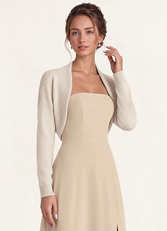 front Soft Wool-Blend Long-Sleeve Cropped Shrug