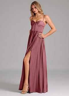 Azazie Akiko Bridesmaid Dresses Desert Rose A-Line Sweetheart Neckline Stretch Satin Dress image6
