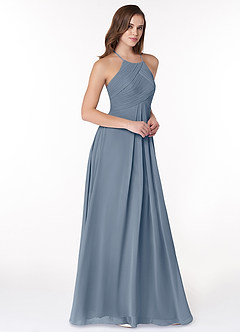 Azazie Ginger Robes de demoiselle d'honneur Robe Trapèze en Mousseline de soie Dos nu plissé Violet Crépusculaire image1