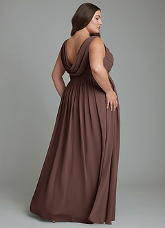 Azazie Novi Brautjungfernkleider A-Linie Plissee Chiffon Kleid Ganache image8