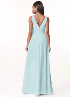 Azazie Julianna Brautjungfernkleider A-Linie Chiffon Kleid Nebel image2