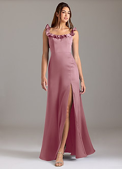 Azazie Callie Bridesmaid Dresses Vintage Mauve A-Line Ruched Stretch Satin Convertible Dress image3