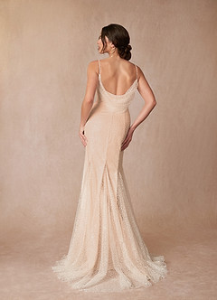 Azazie Eris Wedding Dresses Diamond White English Rose Mermaid V-Neck Beading Dress image3