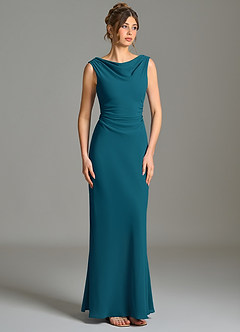Azazie Kieryn Bridesmaid Dresses Ink Blue Mermaid Pleated Chiffon Dress image5