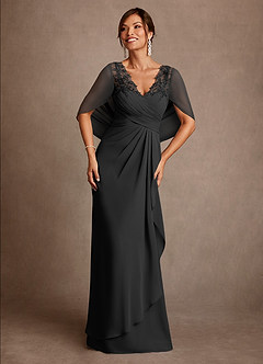 Azazie Santa Clara Mother of the Bride Dresses Black A-Line Lace Dress image1