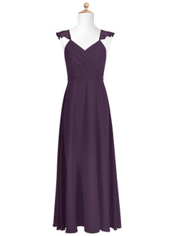 Azazie Emily Junior Plum A-Line Ruched Chiffon Dress image5