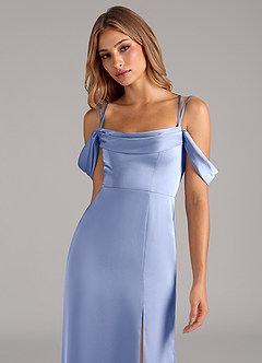 Azazie Callan Brautjungfernkleider Wandelbar A-Linie Plissee Stretch-Satin Kleid Eis image6