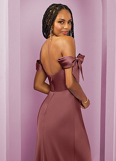 Barbie ♥ Azazie Vestidos de damas de honor Vestido de Amatista de Satén Elástico de Corte Recto Convertible con Vestidos sin tirantes image2