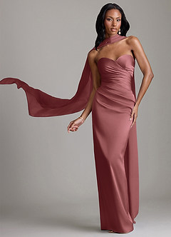 Azazie Sonora Brudtärnklänningar Klä av Tubklänning i Stretch Satin Axelbandslös Ametist image1