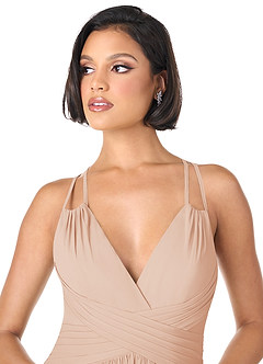 Azazie Farren Bridesmaid Dresses English Rose A-Line Pleated Chiffon Convertible Dress image4