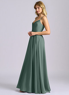 Azazie Truce Bridesmaid Dresses Sea Moss A-Line Stretch Satin Dress image5