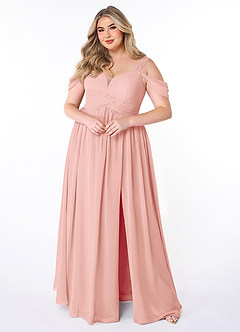 Azazie Lianne Bridesmaid Dresses Rosette A-Line Off the Shoulder Chiffon Dress image7