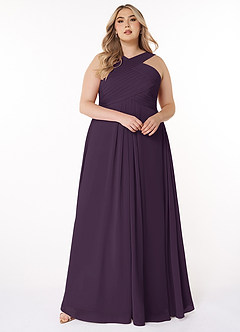 Azazie Kaleigh Bridesmaid Dresses Plum A-Line Pleated Chiffon Dress image7