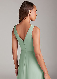 Azazie Nelly Brautjungfernkleider A-Linie Plissee Chiffon Kleid Agave image7