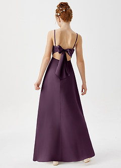 Azazie Shale Junior Plum A-Line Stretch Satin Dress image3