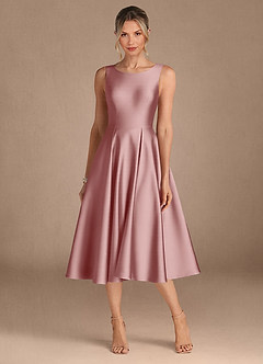 Azazie Fulton Mother of the Bride Dresses Dusty Rose A-Line Pleated Stretch Satin Dress image5