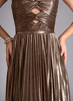 Stella Cadente Bronze A-line Metallic Prom Dress image5